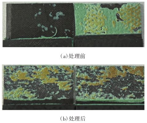圖2 草莓视频APPIOS下载體清洗前後CFRP膠接接頭斷裂形貌